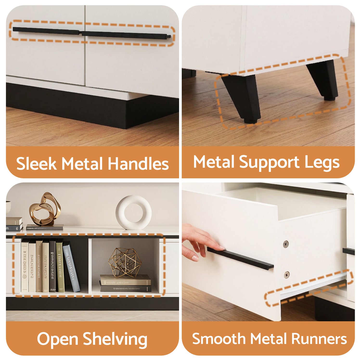 Artiss Extendable TV Cabinet Entertainment Unit Stand White-Furniture > Living Room > TV Units-PEROZ Accessories