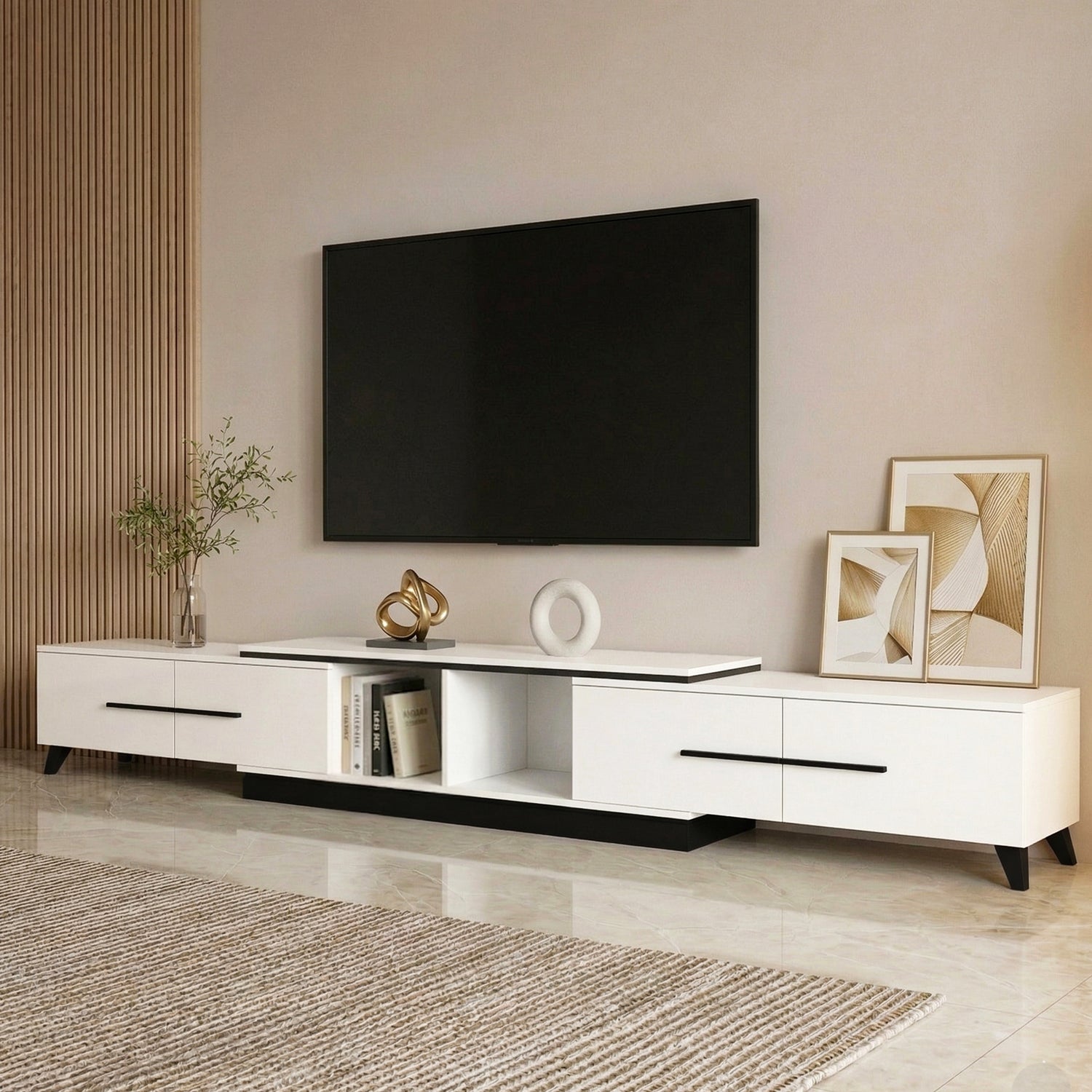 Artiss Extendable TV Cabinet Entertainment Unit Stand White-Furniture > Living Room > TV Units-PEROZ Accessories