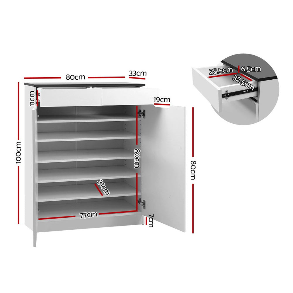 Artiss Shoe Rack Cabinet 30 Pairs White Eve-Shoe Storage Cabinets-PEROZ Accessories