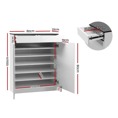 Artiss Shoe Rack Cabinet 30 Pairs White Eve-Shoe Storage Cabinets-PEROZ Accessories