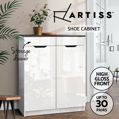 Artiss Shoe Rack Cabinet 30 Pairs White Eve-Shoe Storage Cabinets-PEROZ Accessories