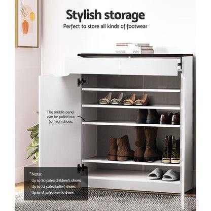 Artiss Shoe Rack Cabinet 30 Pairs White Eve-Shoe Storage Cabinets-PEROZ Accessories