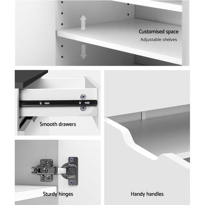 Artiss Shoe Rack Cabinet 30 Pairs White Eve-Shoe Storage Cabinets-PEROZ Accessories