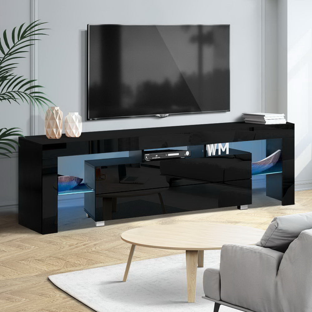 Artiss Entertainment Unit TV Cabinet LED 160cm Black Elo-Entertainment Units-PEROZ Accessories