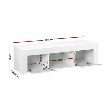 Artiss Entertainment Unit TV Cabinet LED 130cm White Angus-Entertainment Units-PEROZ Accessories