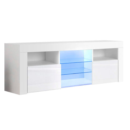 Artiss Entertainment Unit TV Cabinet LED 145cm White Angus-Entertainment Units-PEROZ Accessories