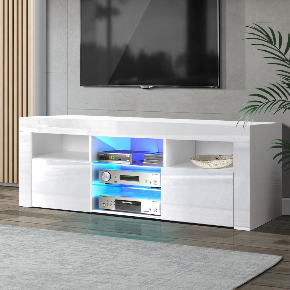 Artiss Entertainment Unit TV Cabinet LED 145cm White Angus-Entertainment Units-PEROZ Accessories