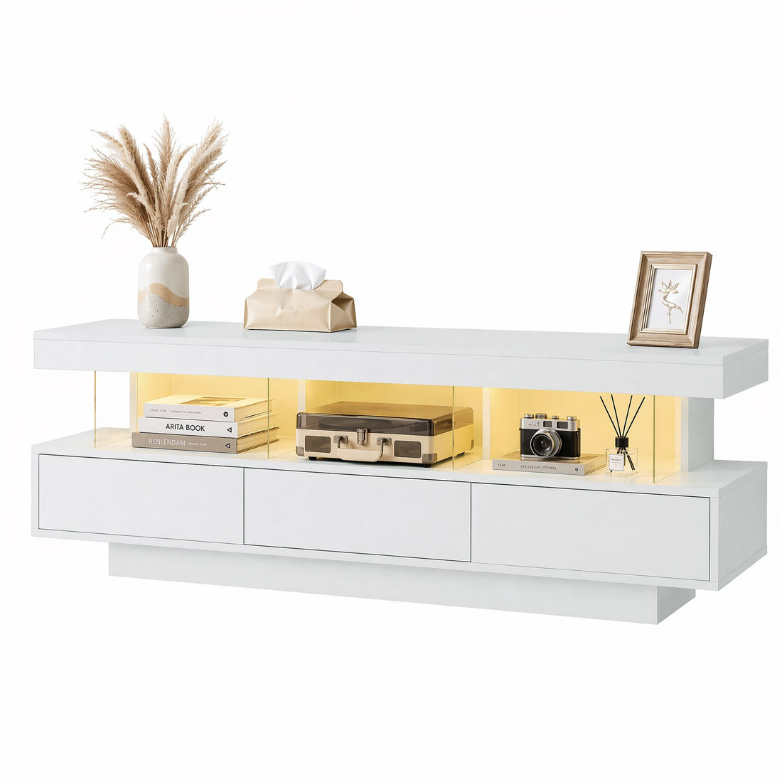 Artiss TV Unit LED 160CM Storage Drawer White-Furniture > Living Room > TV Units-PEROZ Accessories