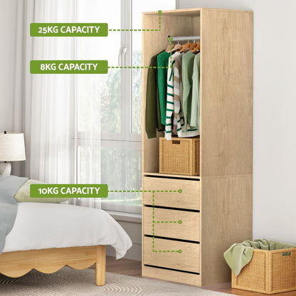 Artiss 2X Wardrobe Clothes Closet Storage Organiser Armoire Pine-Home &amp; Garden > Storage > Clothing &amp; Wardrobe Storage-PEROZ Accessories