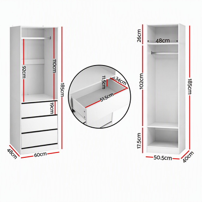 Artiss 2X Wardrobe Clothes Closet Storage Organiser Armoire White-Home &amp; Garden > Storage > Clothing &amp; Wardrobe Storage-PEROZ Accessories