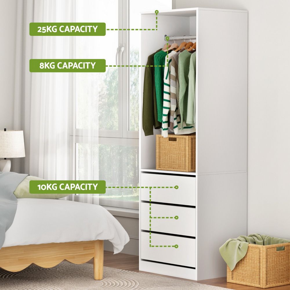Artiss 2X Wardrobe Clothes Closet Storage Organiser Armoire White-Home &amp; Garden > Storage > Clothing &amp; Wardrobe Storage-PEROZ Accessories