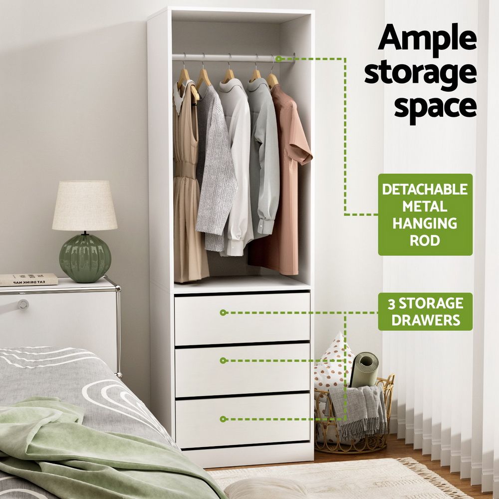 Artiss 2X Wardrobe Clothes Closet Storage Organiser Armoire White-Home &amp; Garden > Storage > Clothing &amp; Wardrobe Storage-PEROZ Accessories