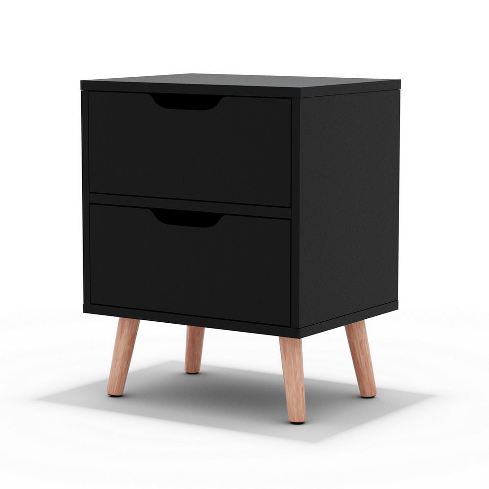 Artiss Bedside Table 2 Drawers - BODEN Black-Furniture &gt; Bedroom &gt; Bedside Tables-PEROZ Accessories