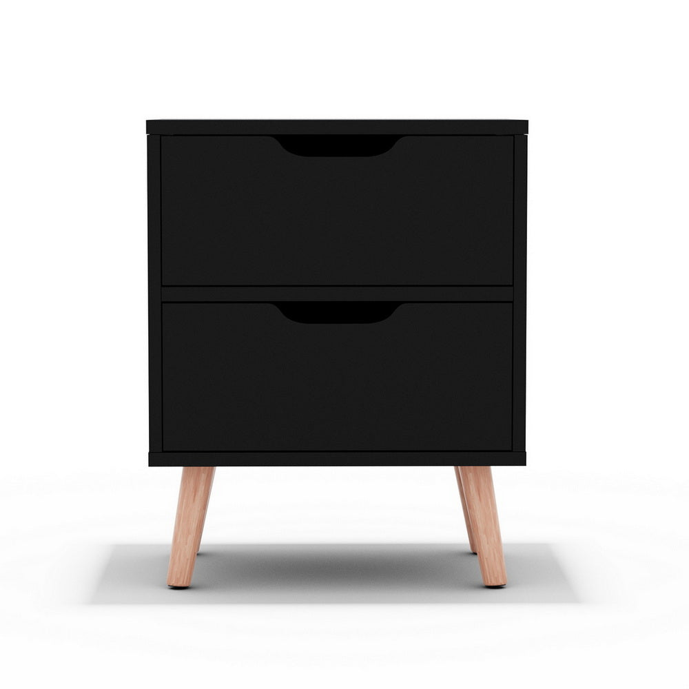 Artiss Bedside Table 2 Drawers - BODEN Black-Furniture &gt; Bedroom &gt; Bedside Tables-PEROZ Accessories