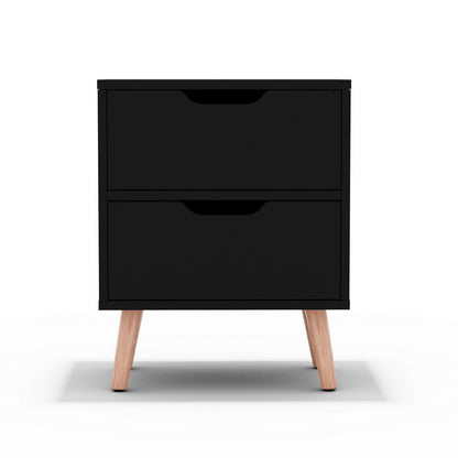 Artiss Bedside Table 2 Drawers - BODEN Black-Furniture &gt; Bedroom &gt; Bedside Tables-PEROZ Accessories