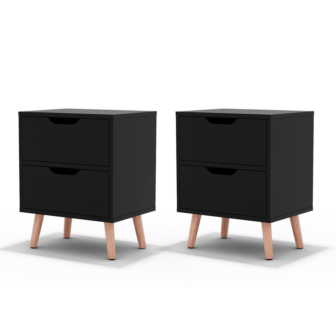 Artiss 2 x Bedside Table 2 Drawers - BODEN Black-Furniture &gt; Bedroom &gt; Bedside Tables-PEROZ Accessories