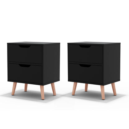 Artiss 2 x Bedside Table 2 Drawers - BODEN Black-Furniture &gt; Bedroom &gt; Bedside Tables-PEROZ Accessories