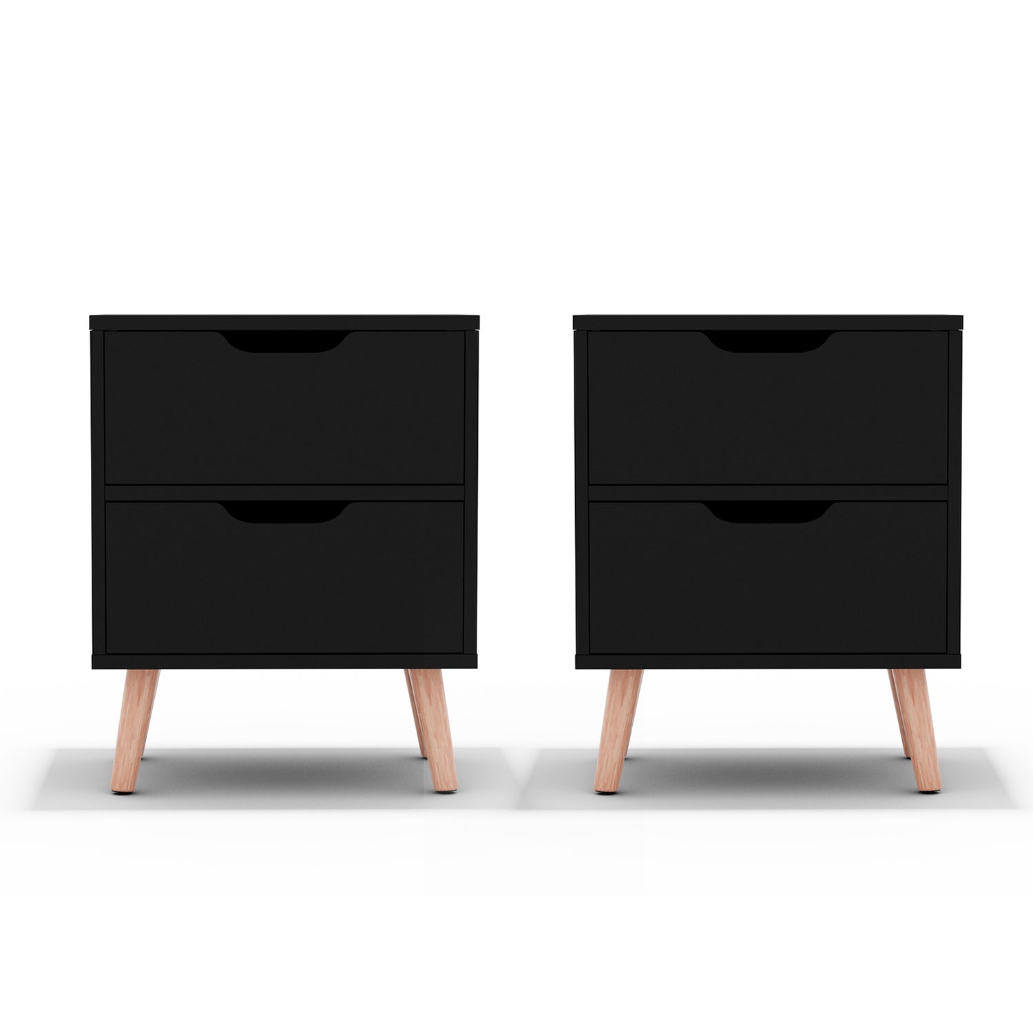 Artiss 2 x Bedside Table 2 Drawers - BODEN Black-Furniture &gt; Bedroom &gt; Bedside Tables-PEROZ Accessories