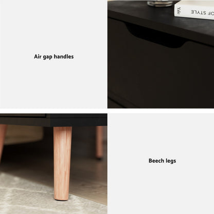 Artiss 2 x Bedside Table 2 Drawers - BODEN Black-Furniture &gt; Bedroom &gt; Bedside Tables-PEROZ Accessories