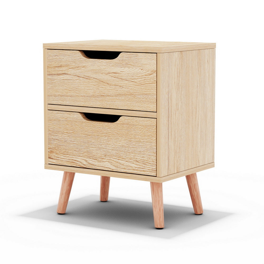 Artiss Bedside Table 2 Drawers Nightstand - BODEN Pine-Furniture &gt; Bedroom &gt; Bedside Tables-PEROZ Accessories