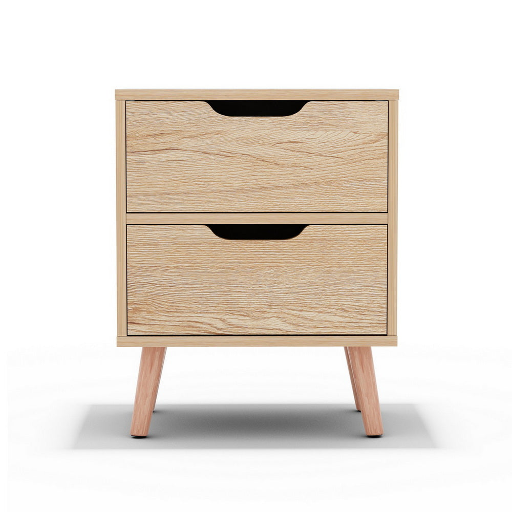 Artiss Bedside Table 2 Drawers Nightstand - BODEN Pine-Furniture &gt; Bedroom &gt; Bedside Tables-PEROZ Accessories