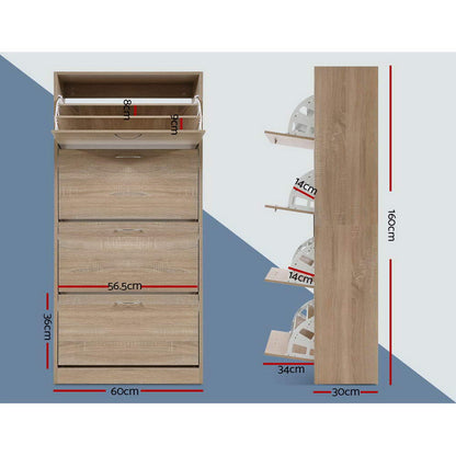 Artiss Shoe Rack Cabinet 60 Pairs 4 Doors - Wood-Shoe Storage Cabinets-PEROZ Accessories