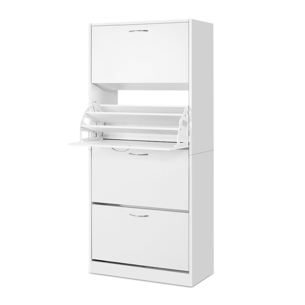 Artiss Shoe Rack Cabinet 60 Pairs 4 Doors - White-Shoe Storage Cabinets-PEROZ Accessories