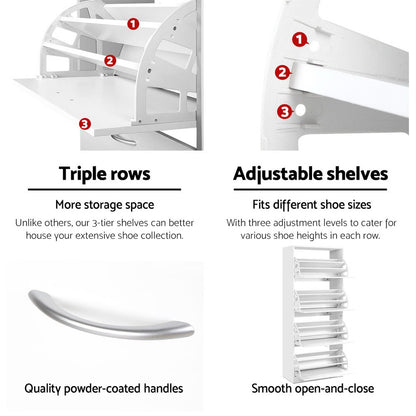 Artiss Shoe Rack Cabinet 60 Pairs 4 Doors - White-Shoe Storage Cabinets-PEROZ Accessories