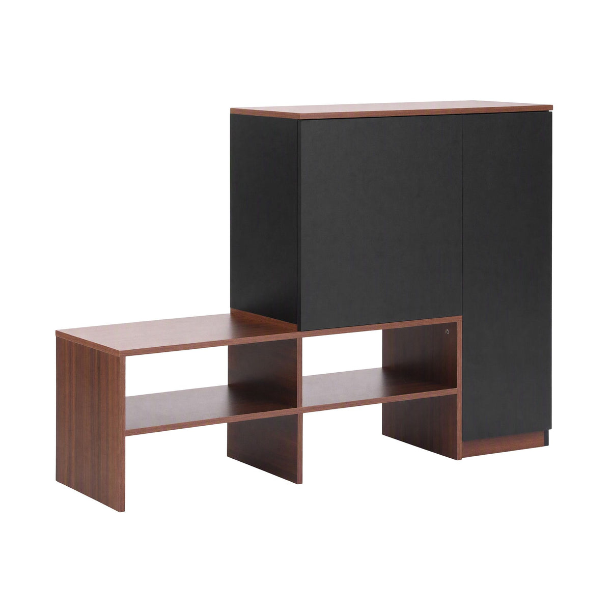Artiss 2-IN-1 Shoe Cabinet Bench w/ Adjustable Shelf Hallway Walnut &amp; Black