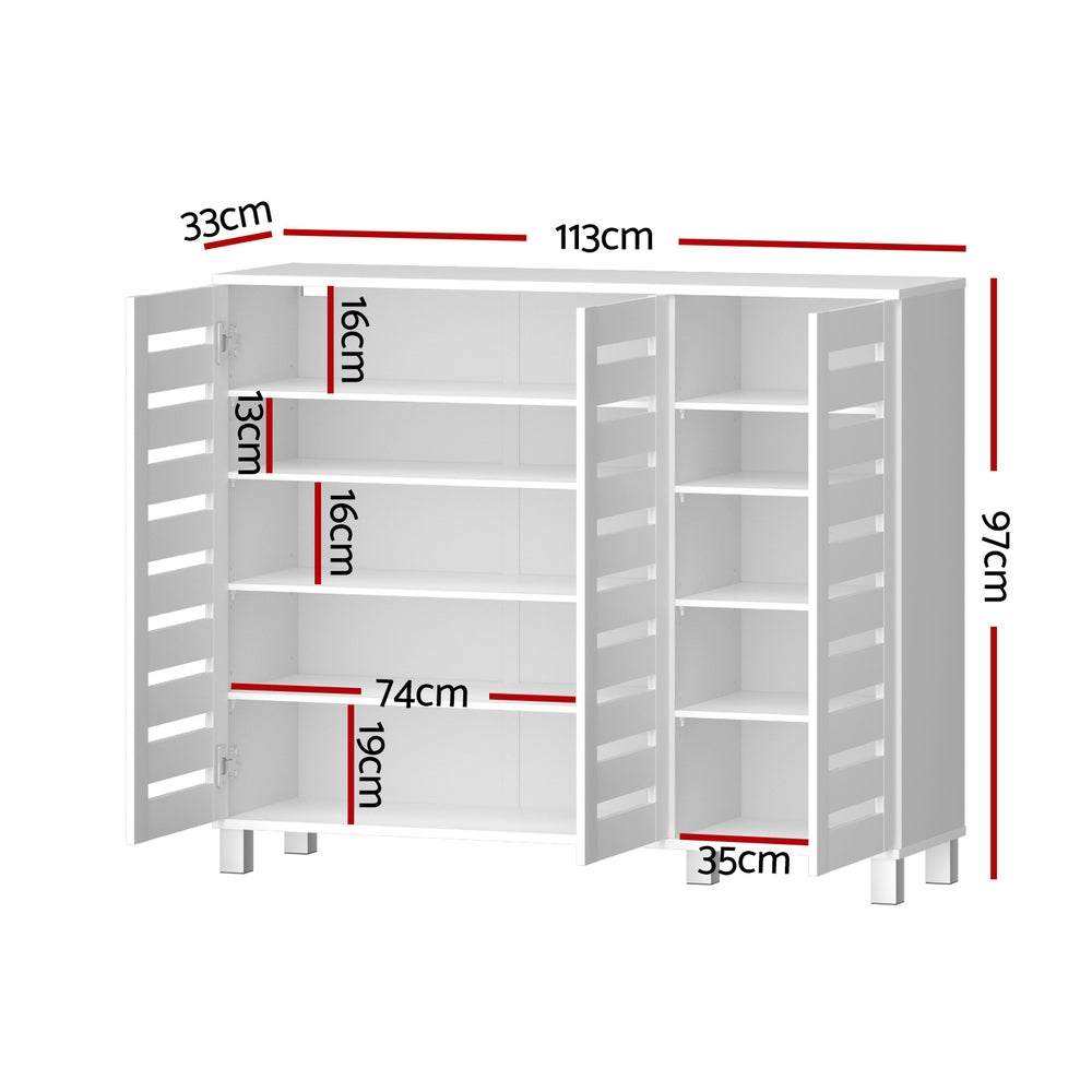 Artiss Shoe Rack Cabinet 30 Pairs Adjustable Shelf White-Furniture &gt; Living Room &gt; Shoe Storage-PEROZ Accessories