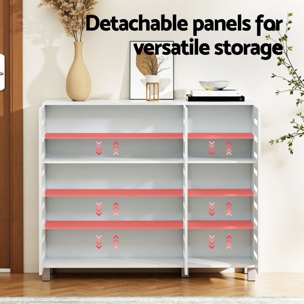 Artiss Shoe Rack Cabinet 30 Pairs Adjustable Shelf White-Furniture &gt; Living Room &gt; Shoe Storage-PEROZ Accessories