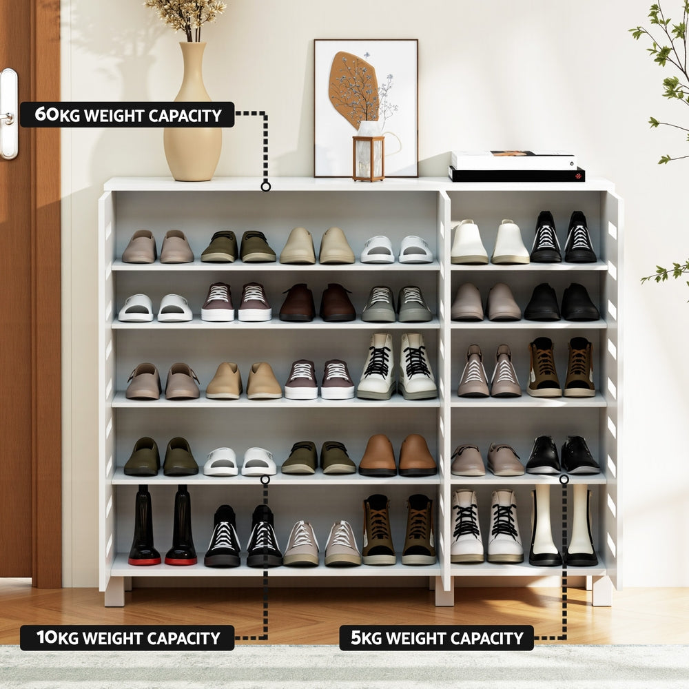 Artiss Shoe Rack Cabinet 30 Pairs Adjustable Shelf White-Furniture &gt; Living Room &gt; Shoe Storage-PEROZ Accessories