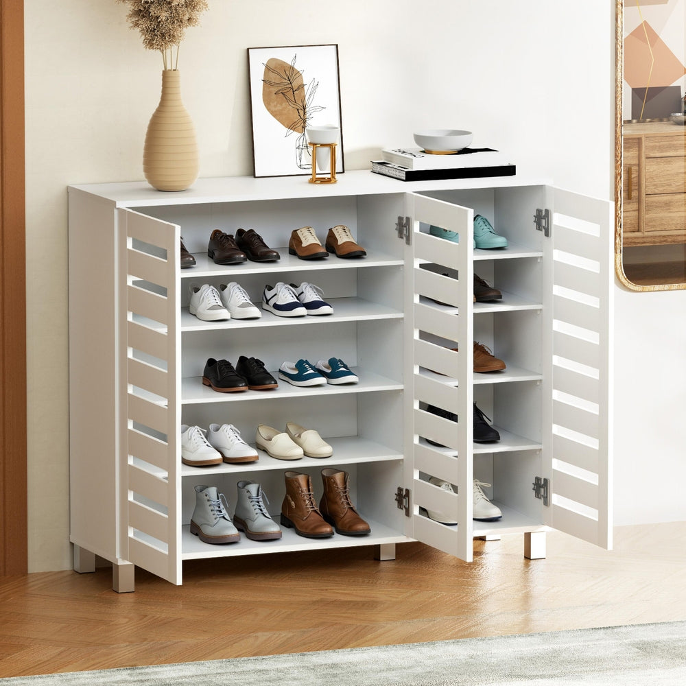 Artiss Shoe Rack Cabinet 30 Pairs Adjustable Shelf White-Furniture &gt; Living Room &gt; Shoe Storage-PEROZ Accessories