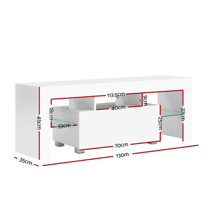 Artiss Entertainment Unit TV Cabinet LED 130cm White Elo-Entertainment Units-PEROZ Accessories