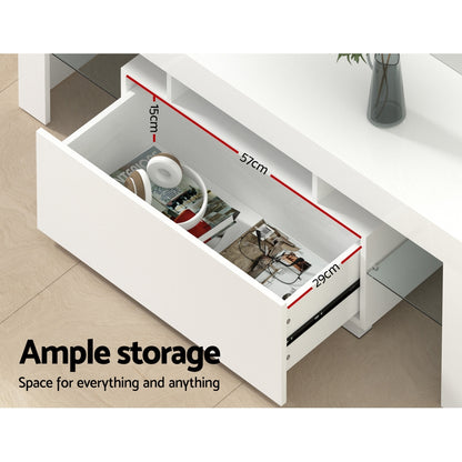 Artiss Entertainment Unit TV Cabinet LED 130cm White Elo-Entertainment Units-PEROZ Accessories
