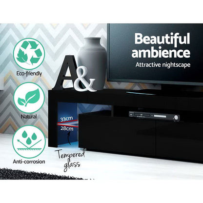 Artiss Entertainment Unit TV Cabinet LED 189cm Black Elo-Entertainment Units-PEROZ Accessories