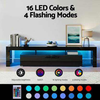Artiss Entertainment Unit TV Cabinet LED 189cm Black Elo-Entertainment Units-PEROZ Accessories