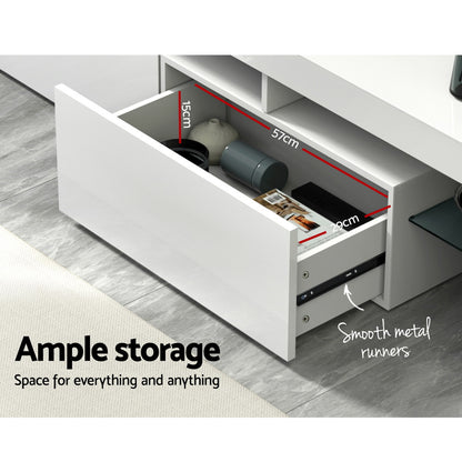 Artiss Entertainment Unit TV Cabinet LED 189cm White Elo-Entertainment Units-PEROZ Accessories