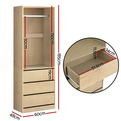 Artiss Wardrobe Clothes Closet Storage Organizer Pine-Home &amp; Garden > Storage > Clothing &amp; Wardrobe Storage-PEROZ Accessories