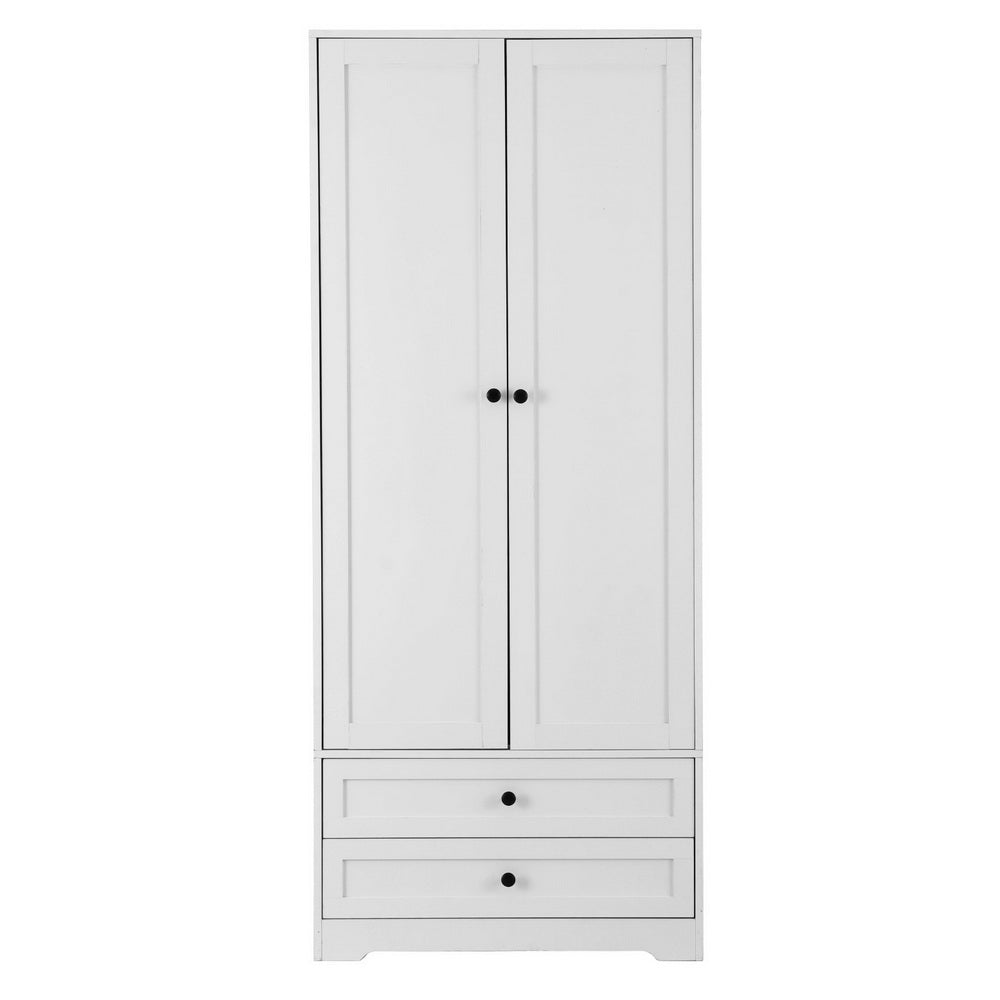 Artiss Wardrobe Clothes Closet Storage Organizer with 2 Doors White-Home &amp; Garden &gt; Storage &gt; Clothing &amp; Wardrobe Storage-PEROZ Accessories
