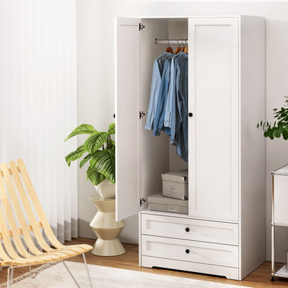 Artiss Wardrobe Clothes Closet Storage Organizer with 2 Doors White-Home &amp; Garden &gt; Storage &gt; Clothing &amp; Wardrobe Storage-PEROZ Accessories