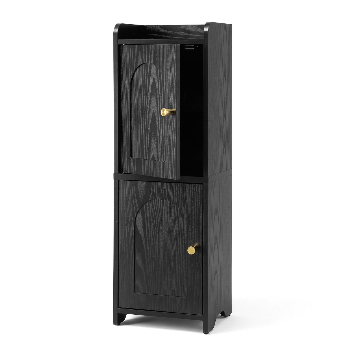 Artiss Bathroom Storage Cabinet Freestanding Cupboard Narrow Floor Shelf Black-Furniture > Bathroom > Bathroom Cabinets, Cupboards &amp; Storage-PEROZ Accessories