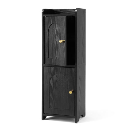 Artiss Bathroom Storage Cabinet Freestanding Cupboard Narrow Floor Shelf Black-Furniture > Bathroom > Bathroom Cabinets, Cupboards &amp; Storage-PEROZ Accessories