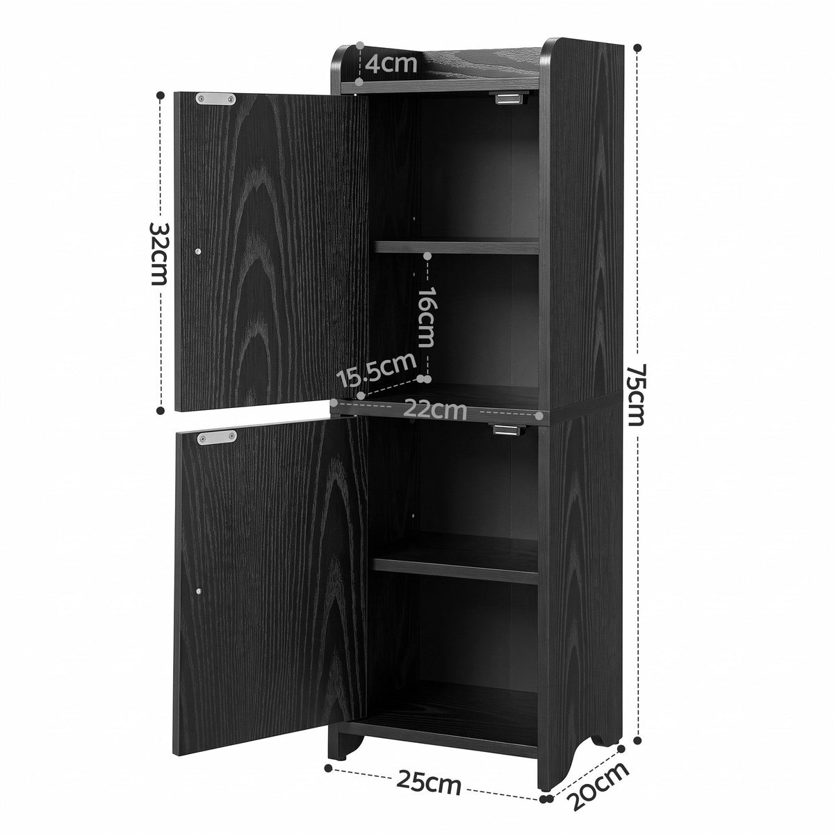 Artiss Bathroom Storage Cabinet Freestanding Cupboard Narrow Floor Shelf Black-Furniture > Bathroom > Bathroom Cabinets, Cupboards &amp; Storage-PEROZ Accessories
