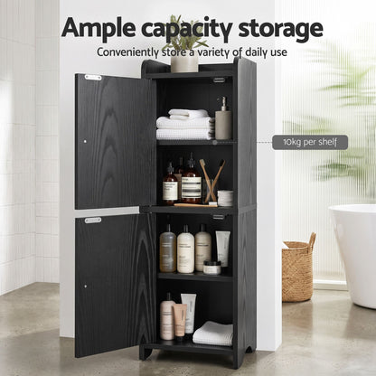 Artiss Bathroom Storage Cabinet Freestanding Cupboard Narrow Floor Shelf Black-Furniture > Bathroom > Bathroom Cabinets, Cupboards &amp; Storage-PEROZ Accessories
