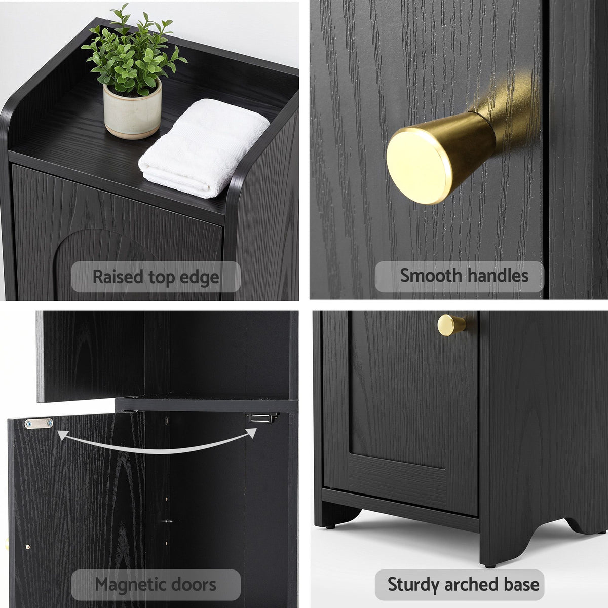 Artiss Bathroom Storage Cabinet Freestanding Cupboard Narrow Floor Shelf Black-Furniture > Bathroom > Bathroom Cabinets, Cupboards &amp; Storage-PEROZ Accessories