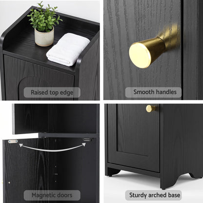 Artiss Bathroom Storage Cabinet Freestanding Cupboard Narrow Floor Shelf Black-Furniture > Bathroom > Bathroom Cabinets, Cupboards &amp; Storage-PEROZ Accessories