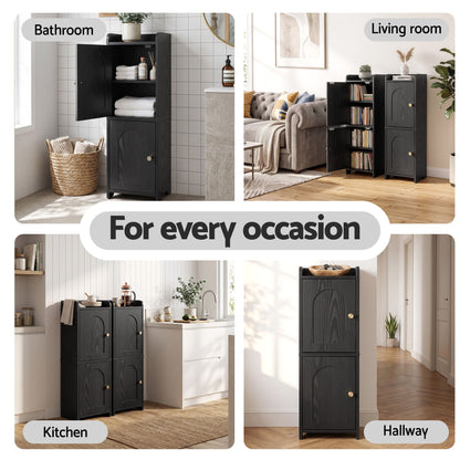 Artiss Bathroom Storage Cabinet Freestanding Cupboard Narrow Floor Shelf Black-Furniture > Bathroom > Bathroom Cabinets, Cupboards &amp; Storage-PEROZ Accessories