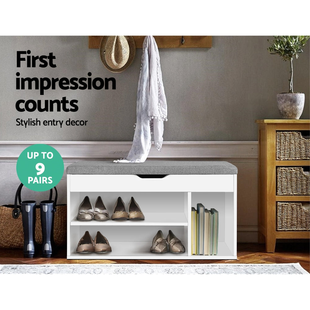 Artiss Shoe Cabinet Bench Shoes Organiser Storage Rack Shelf White Cupboard Box-Shoe Storage Cabinets-PEROZ Accessories