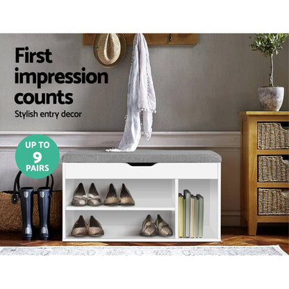 Artiss Shoe Cabinet Bench Shoes Organiser Storage Rack Shelf White Cupboard Box-Shoe Storage Cabinets-PEROZ Accessories